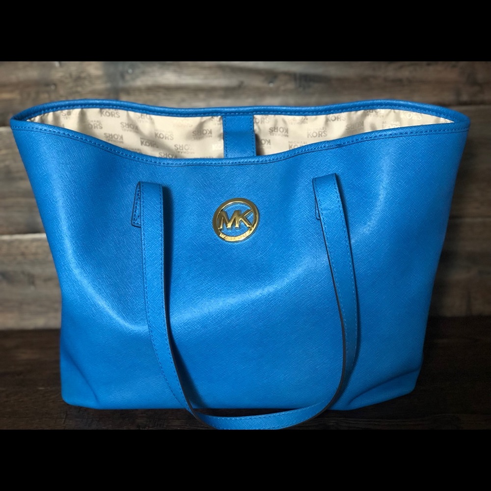 Blue Michael Kors Tote Purse